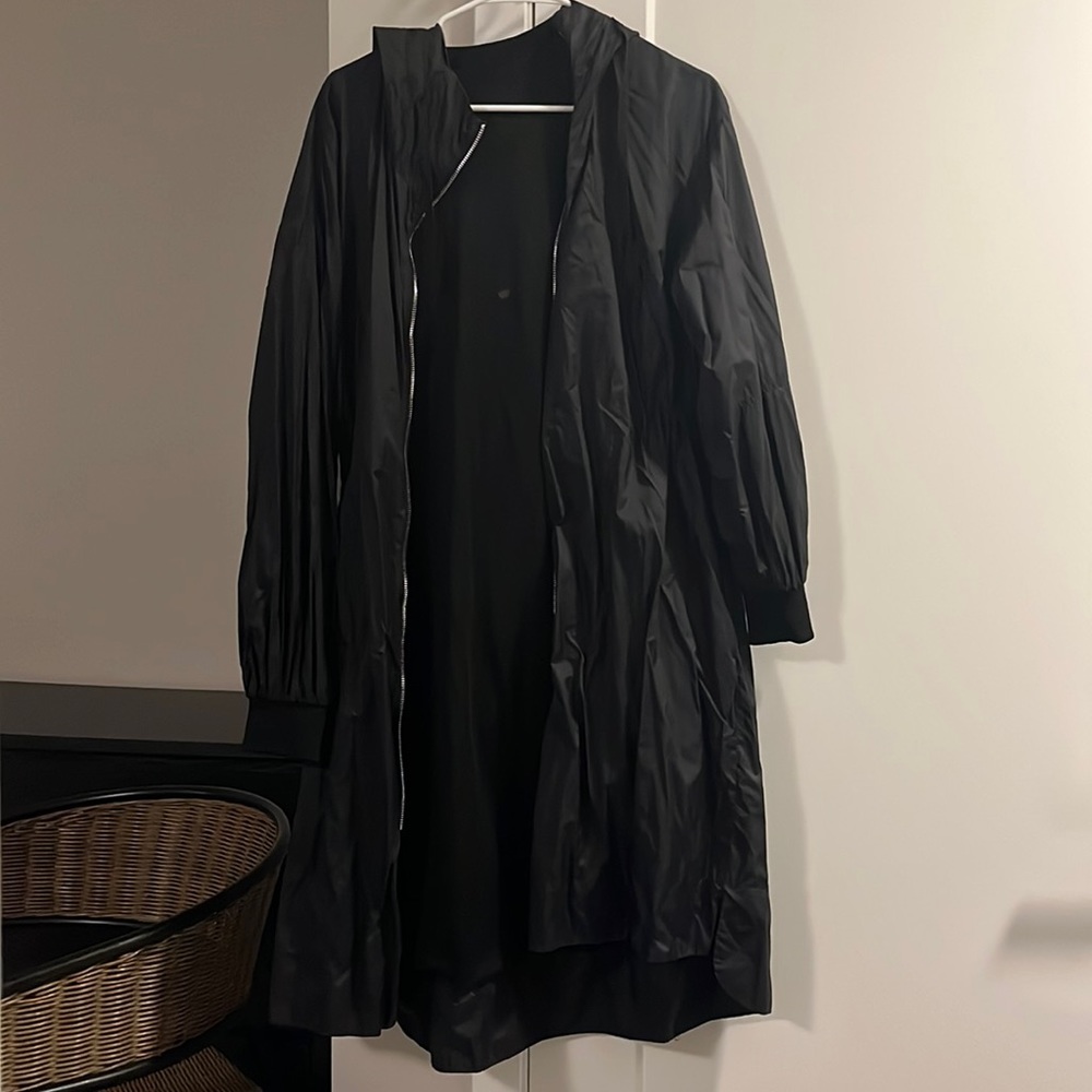 Zara Longline Black Windbreaker Jacket Womens S